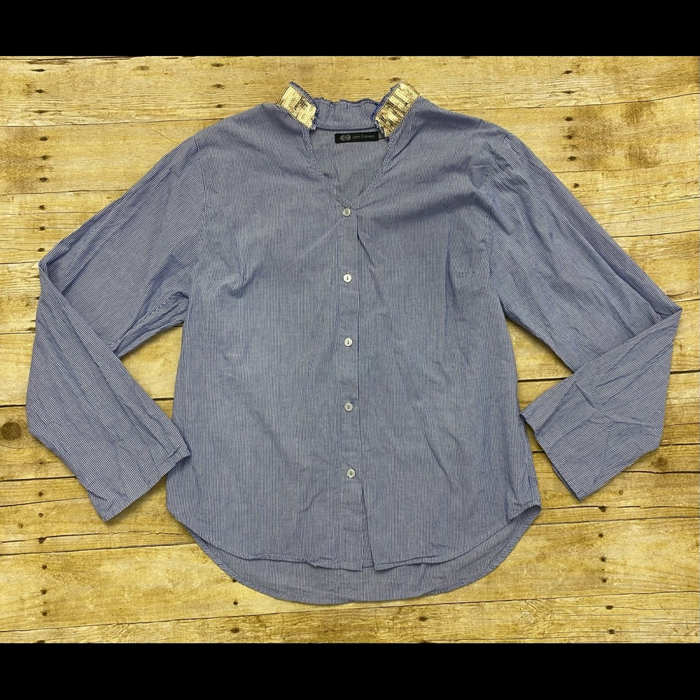 John Eshaya Button Down Shirt with Sequins
